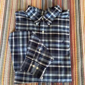Brooks Brothers Oxford Button Down Long Sleeve Shirt Men's 2XLT‎ Blue Plaid
